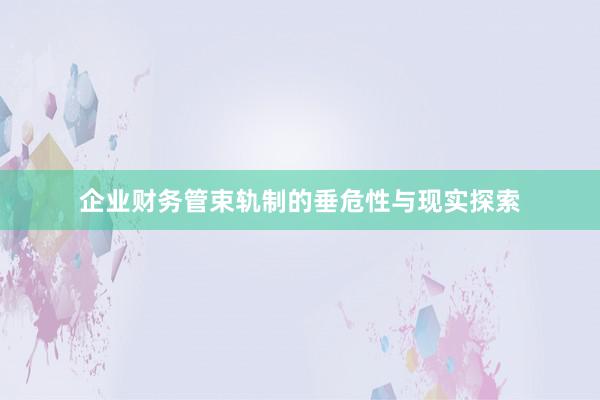 企业财务管束轨制的垂危性与现实探索